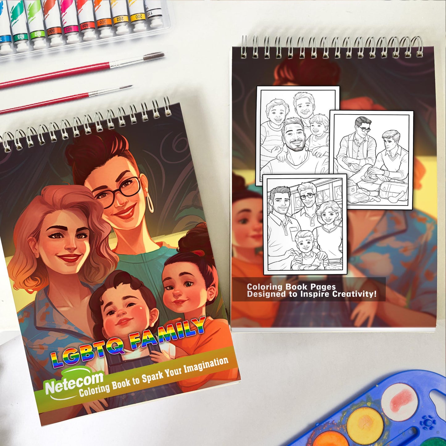 LGBTQ Family Spiral Bound Coloring Book, Explore 30 Intriguing Coloring Pages, Depicting LGBTQ Families with Their Unique Stories, Traditions, and Experiences