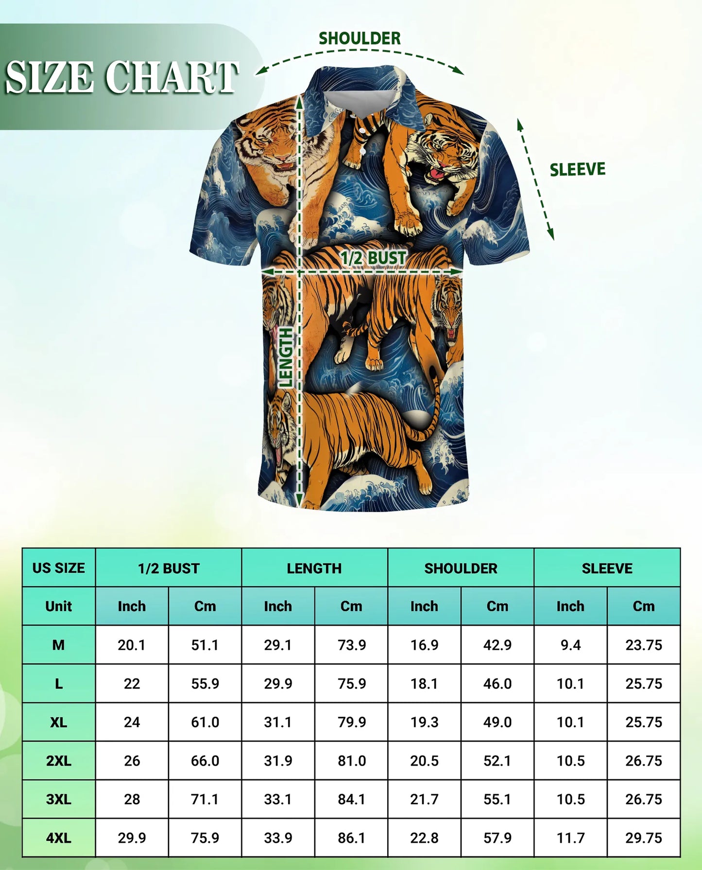 Tiger Wave 3D Polo Shirt for Men – Japanese Ocean Animal Style | Netecom