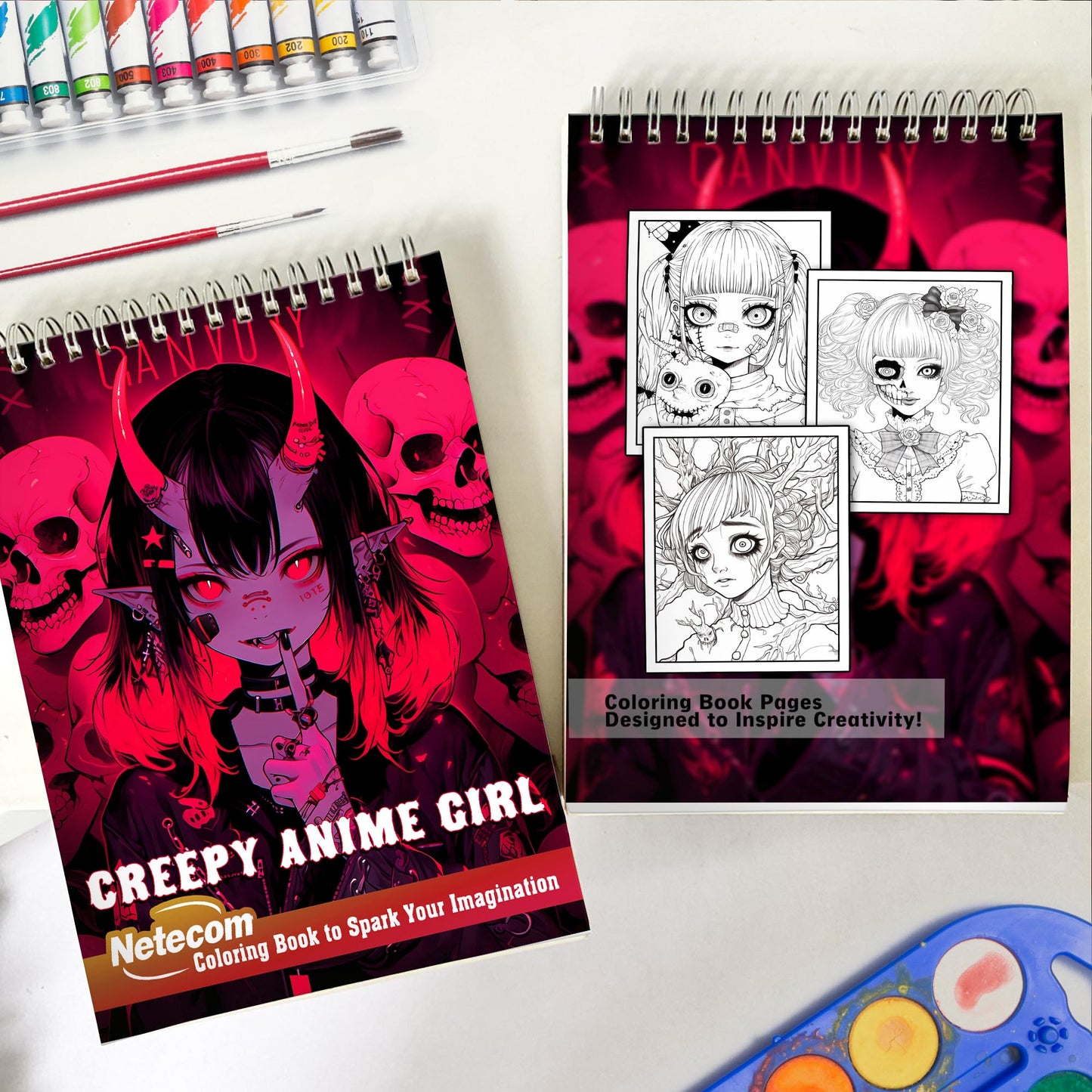 Creepy Anime Girl Spiral Bound Coloring Book, Unleash Your Creativity with 30 Captivating Coloring Pages, Featuring Hauntingly Beautiful Anime Girls