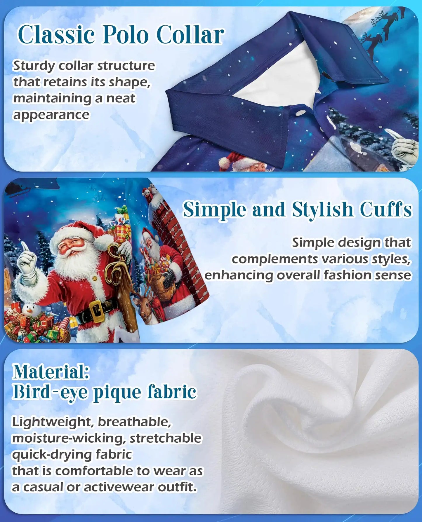 Santa Claus Christmas Village 3D Polo Shirt for Men – Festive Holiday Style | Netecom