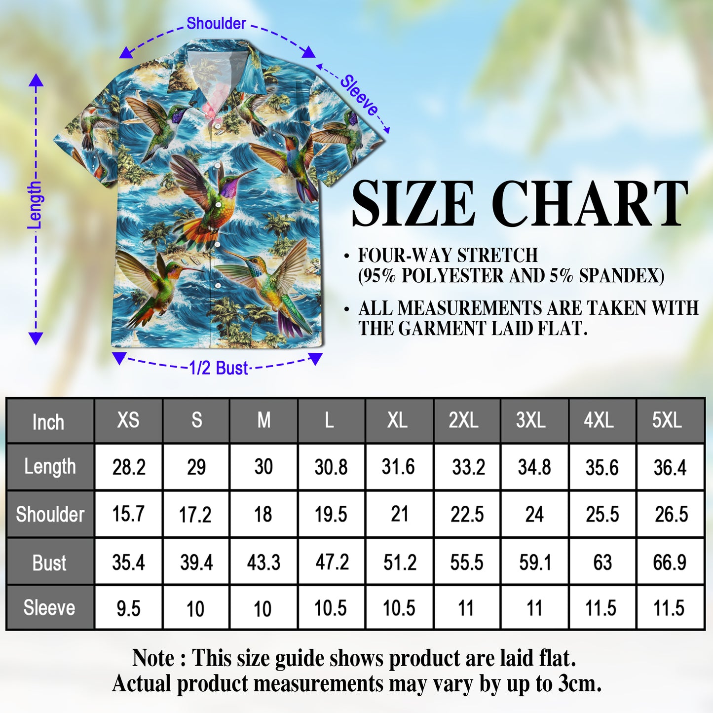 Netecom Tropical Hummingbird Hawaiian Shirt for Men, Bird Lover Gift, Nature Animal Button Down Summer Beach Shirts