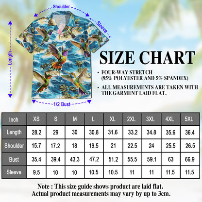 Netecom Tropical Hummingbird Hawaiian Shirt for Men, Bird Lover Gift, Nature Animal Button Down Summer Beach Shirts