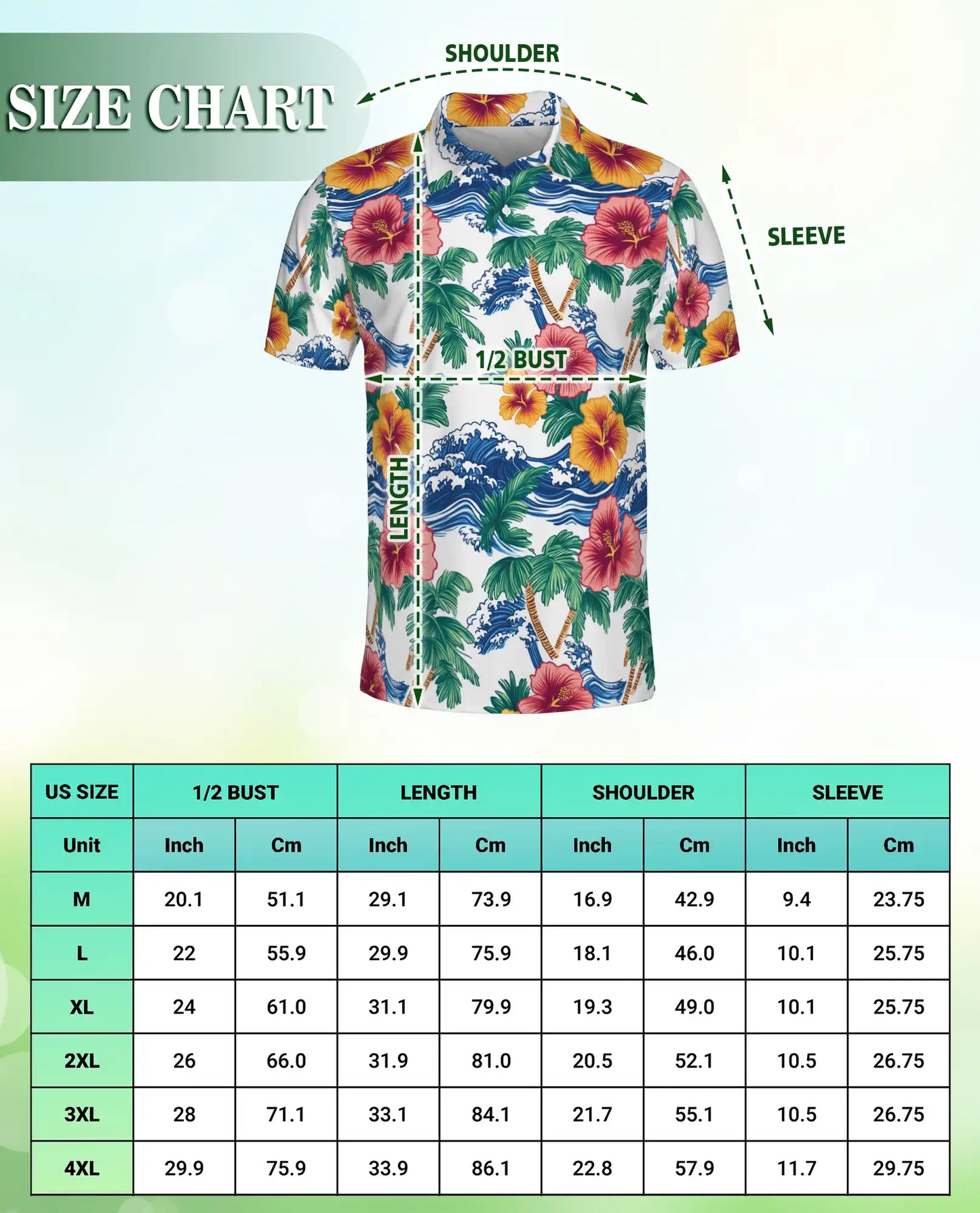 Hawaiian Polo Shirt – Palm Tree Wave Hibiscus Print | Netecom