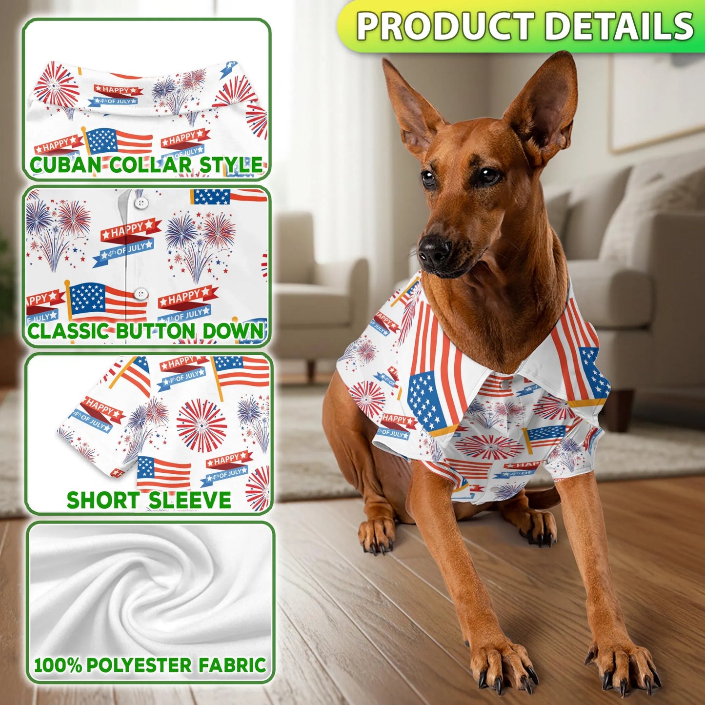 4th of July Patriotic American Hawaii Dog and Owner Matching Shirts