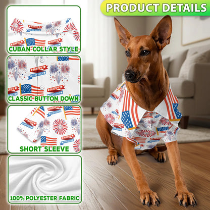 4th of July Patriotic American Hawaii Dog and Owner Matching Shirts