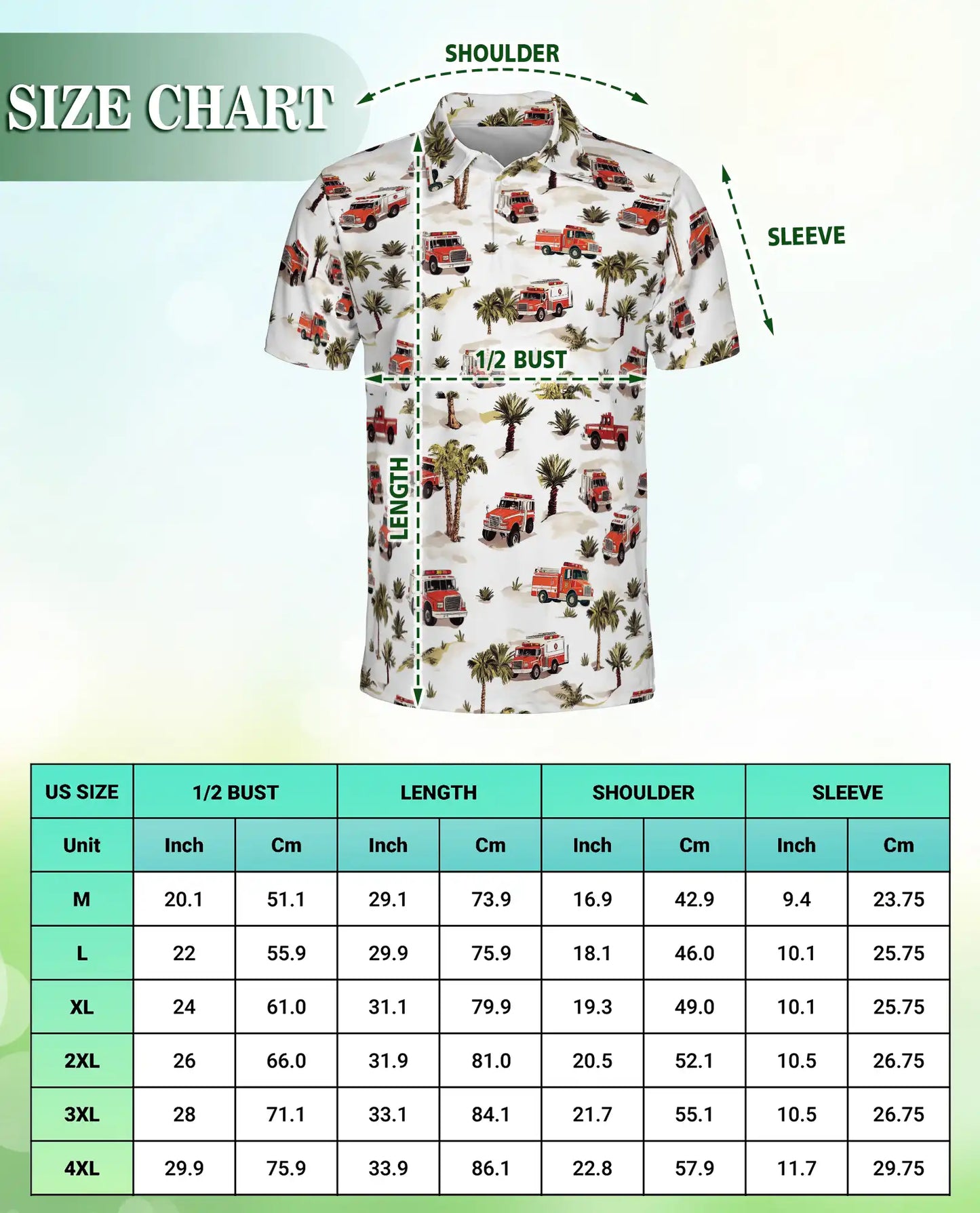 Fire Truck Pattern Polo Shirt | Netecom