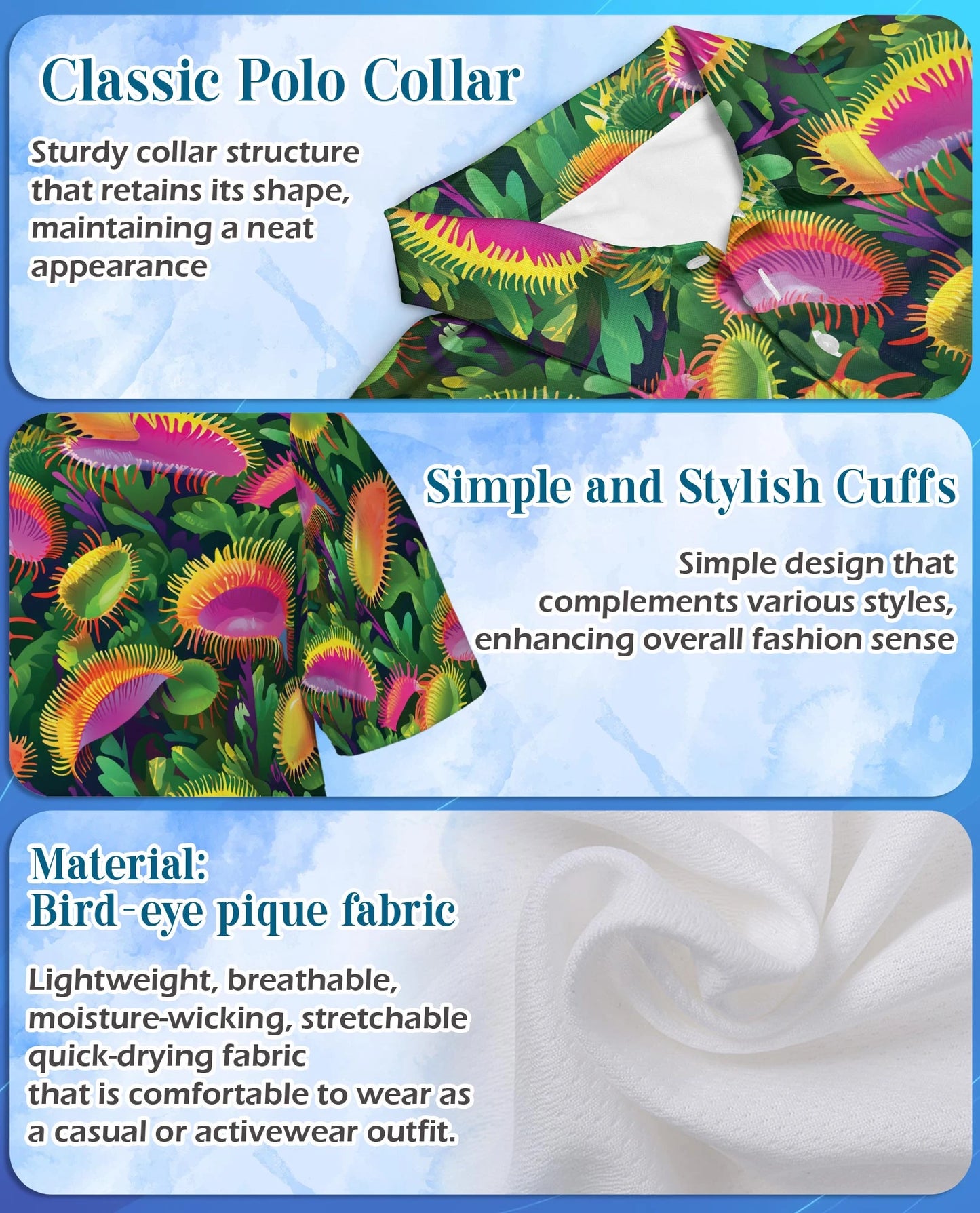 Venus Flytrap Polo Shirt for Men – Carnivorous Plant Art | Netecom