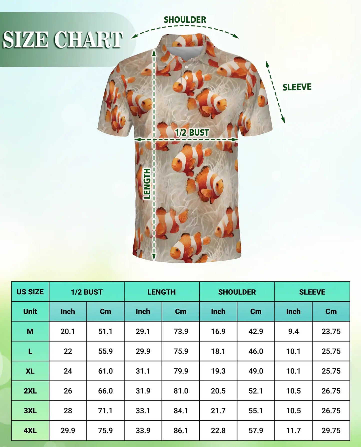 Clownfish Ocean Reef Polo Shirt Tropical Marine Life Coastal Pattern | Netecom