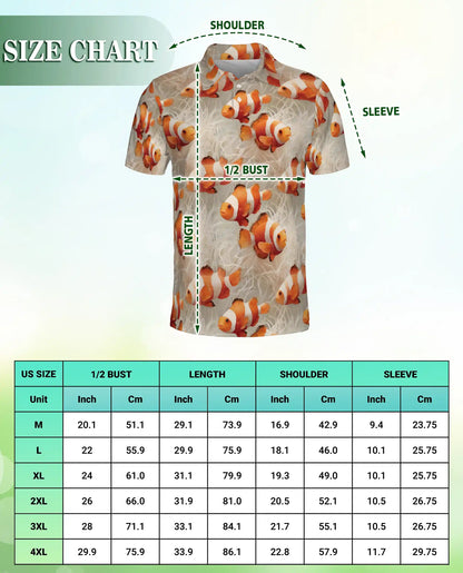 Clownfish Ocean Reef Polo Shirt Tropical Marine Life Coastal Pattern | Netecom