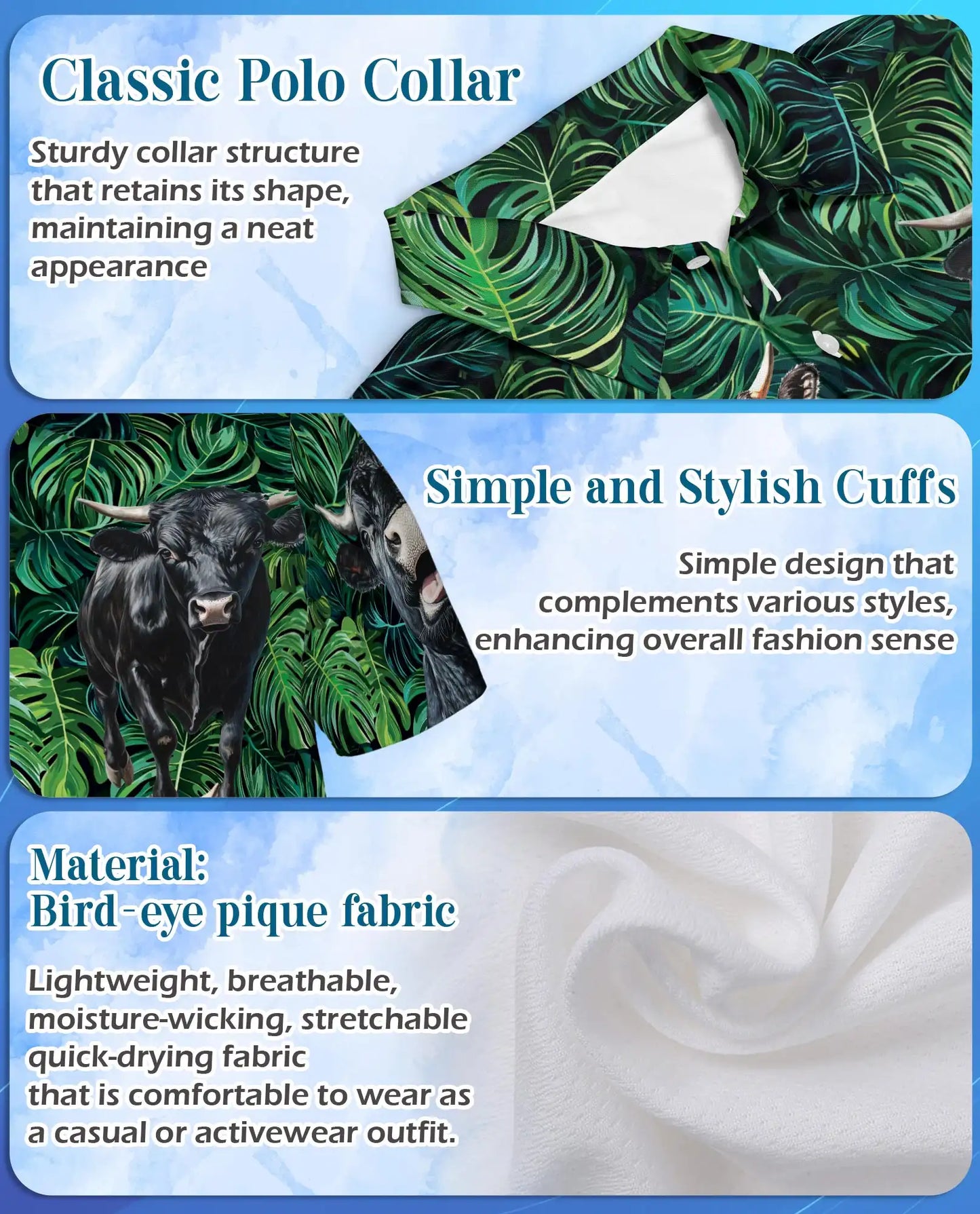 Black Angus Cattle Polo Shirt - Tropical Ranch Farm Style | Netecom