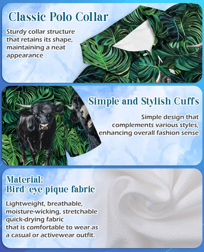 Black Angus Cattle Polo Shirt - Tropical Ranch Farm Style | Netecom