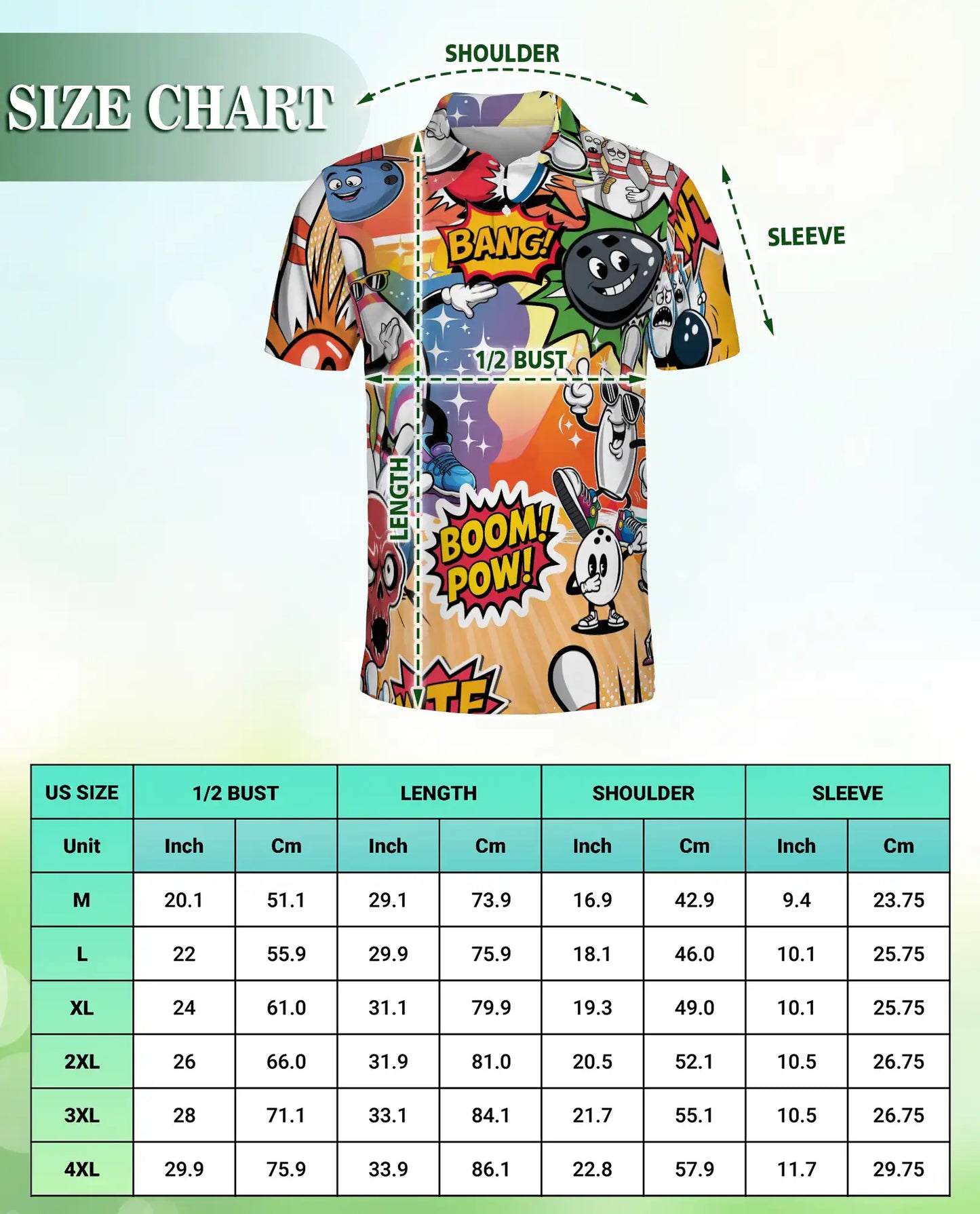 Funny Bowling 3D Polo Shirt for Men – Cartoon Comic Bowling Style | Netecom