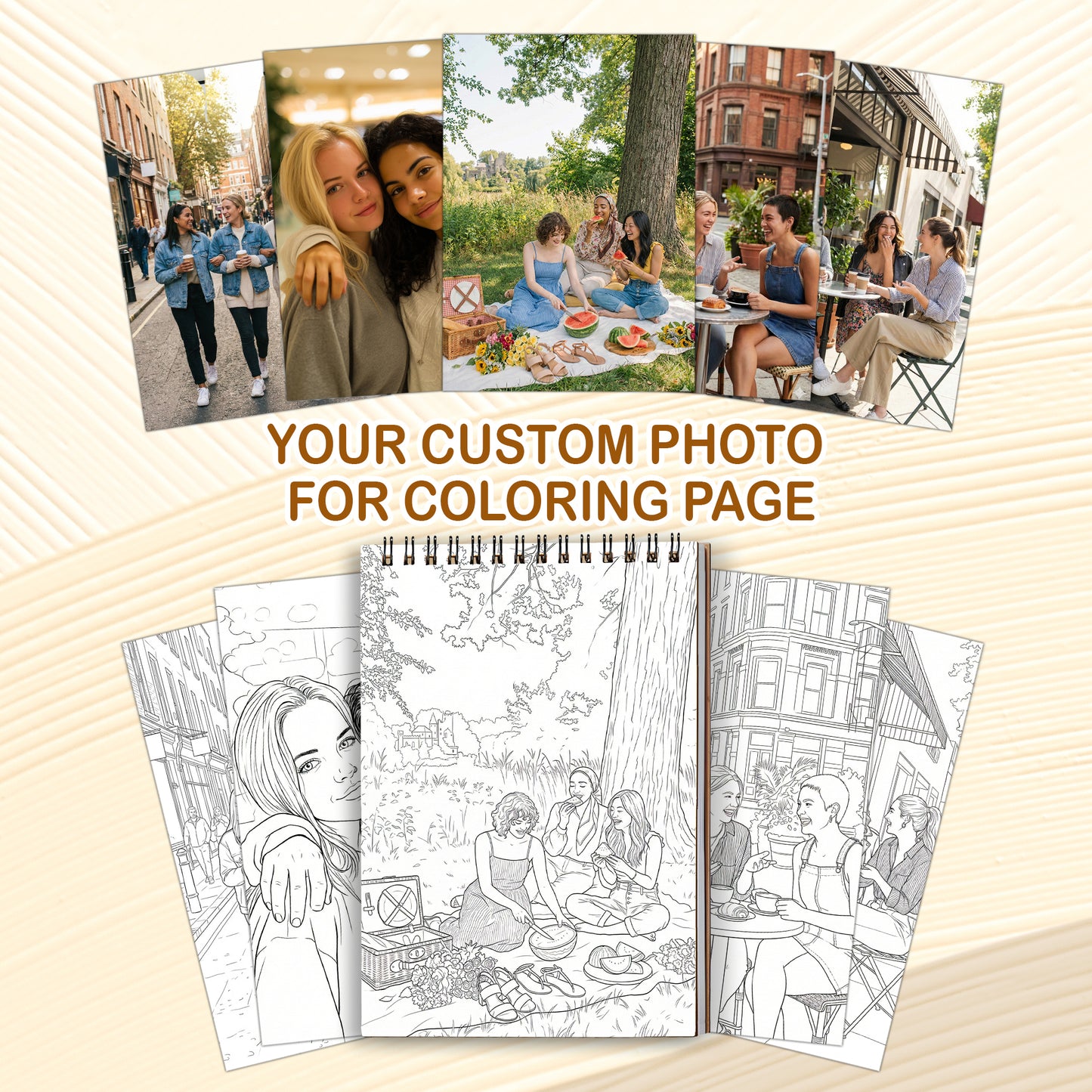 Custom Photo Coloring Book for Besties, Personalized Best Friend Memory Gift