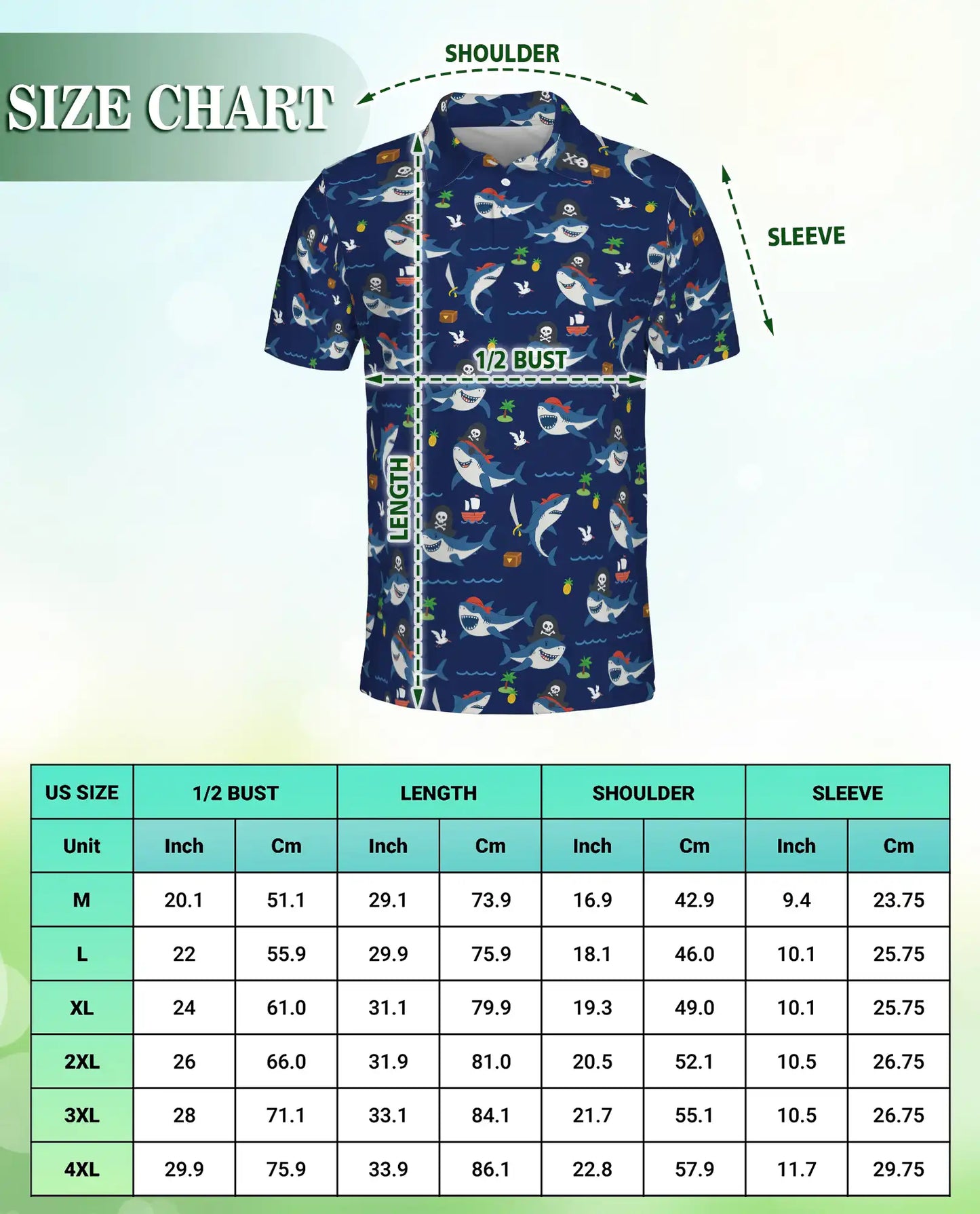 Pirate Shark Ocean Adventure Polo Shirt for Men | Netecom