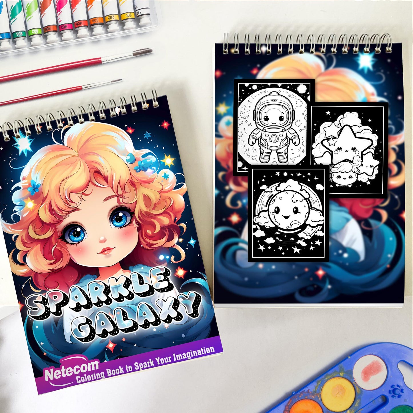 Sparkle Galaxy Spiral Bound Coloring Book, Dive into the Cosmos with the 30 Mesmerizing Pages of the Sparkle Galaxy Coloring Book