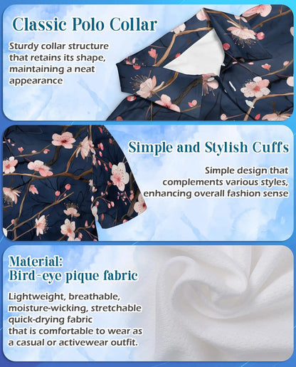 Cherry Blossom Branch Polo Shirt for Men – Spring Floral Style | Netecom