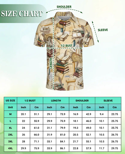 Vintage Book Polo Shirt – Antique Library Print | Netecom