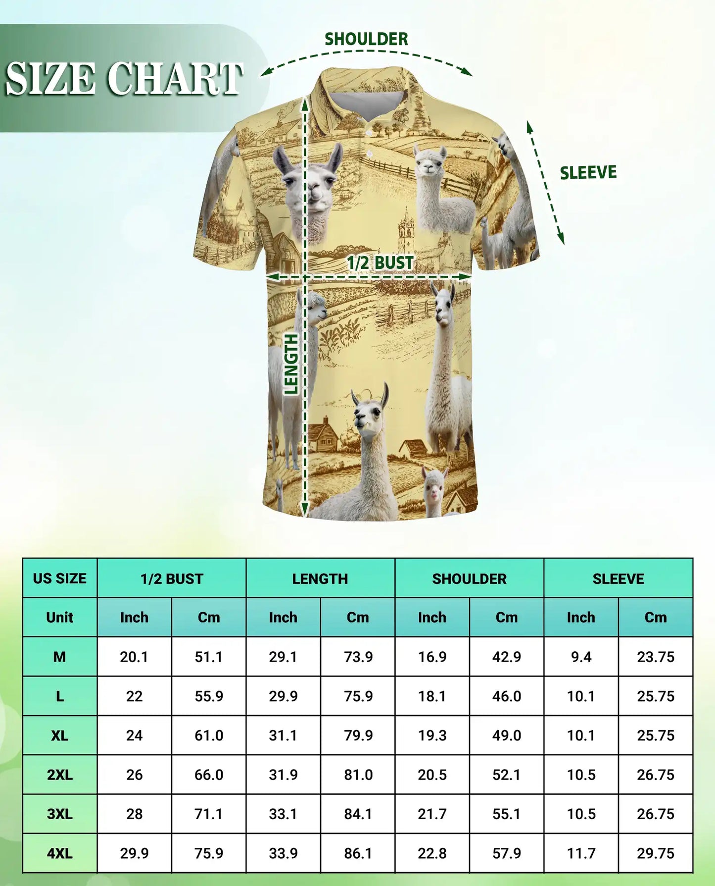 Cute Alpaca Farm 3D Polo Shirt for Men – Rustic Country Animal Style | Netecom