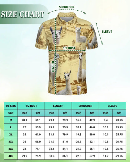 Cute Alpaca Farm 3D Polo Shirt for Men – Rustic Country Animal Style | Netecom