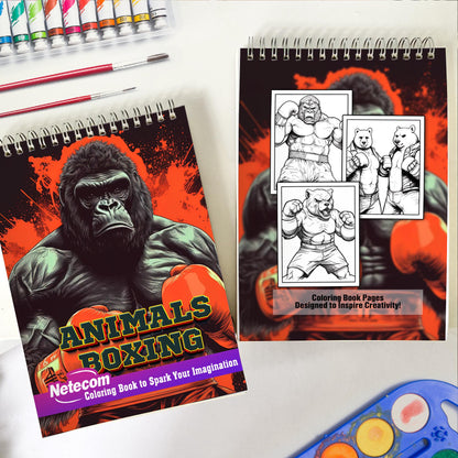 Animals Boxing Spiral Bound Coloring Book, Discover 30 Mighty Coloring Pages, Depicting Animal Athletes Displaying their Strength and Agility in the Boxing Ring