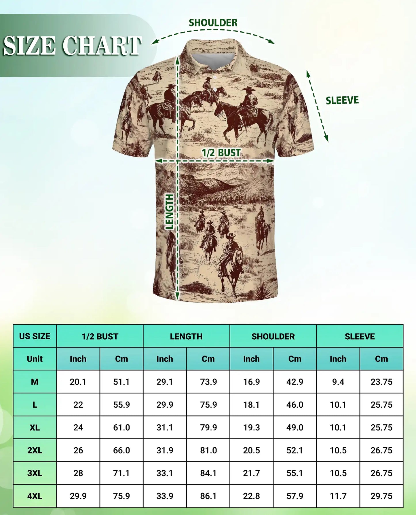 Vintage Cowboy Western 3D Polo Shirt for Men – Rustic Ranch Desert Style | Netecom