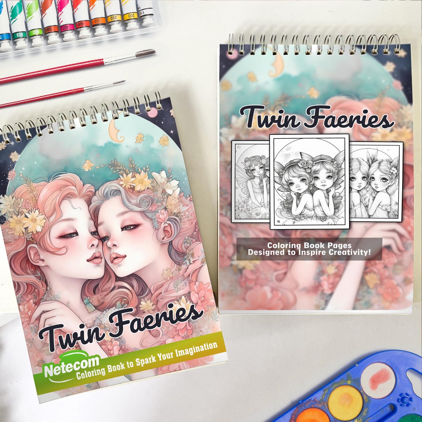 Twin Faeries Spiral Bound Coloring Book, Celebrate the Beauty of Twin Faeries with 30 Enchanting Coloring Pages