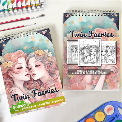 Twin Faeries Spiral Bound Coloring Book, Celebrate the Beauty of Twin Faeries with 30 Enchanting Coloring Pages