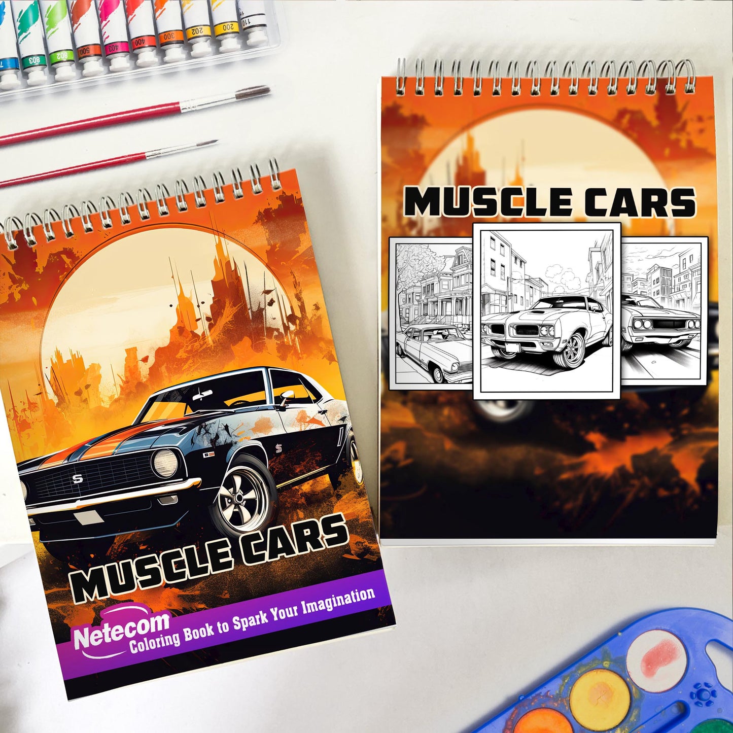 Muscle Cars Spiral Bound Coloring Book, Witness the Power of Muscle Car Marvels with 30 Inspiring Coloring Pages, Creating a Gallery of Captivating Automotive Icons