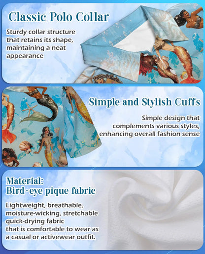 Mermaid Polo Shirt - Tropical Ocean Fantasy Style | Netecom