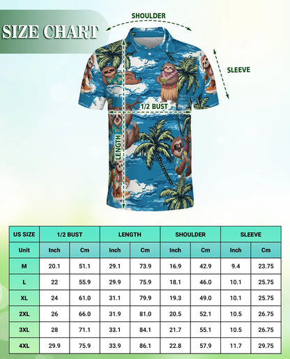 Sloth Tropical 3D Polo Shirt for Men – Funny Beach Animal Style | Netecom