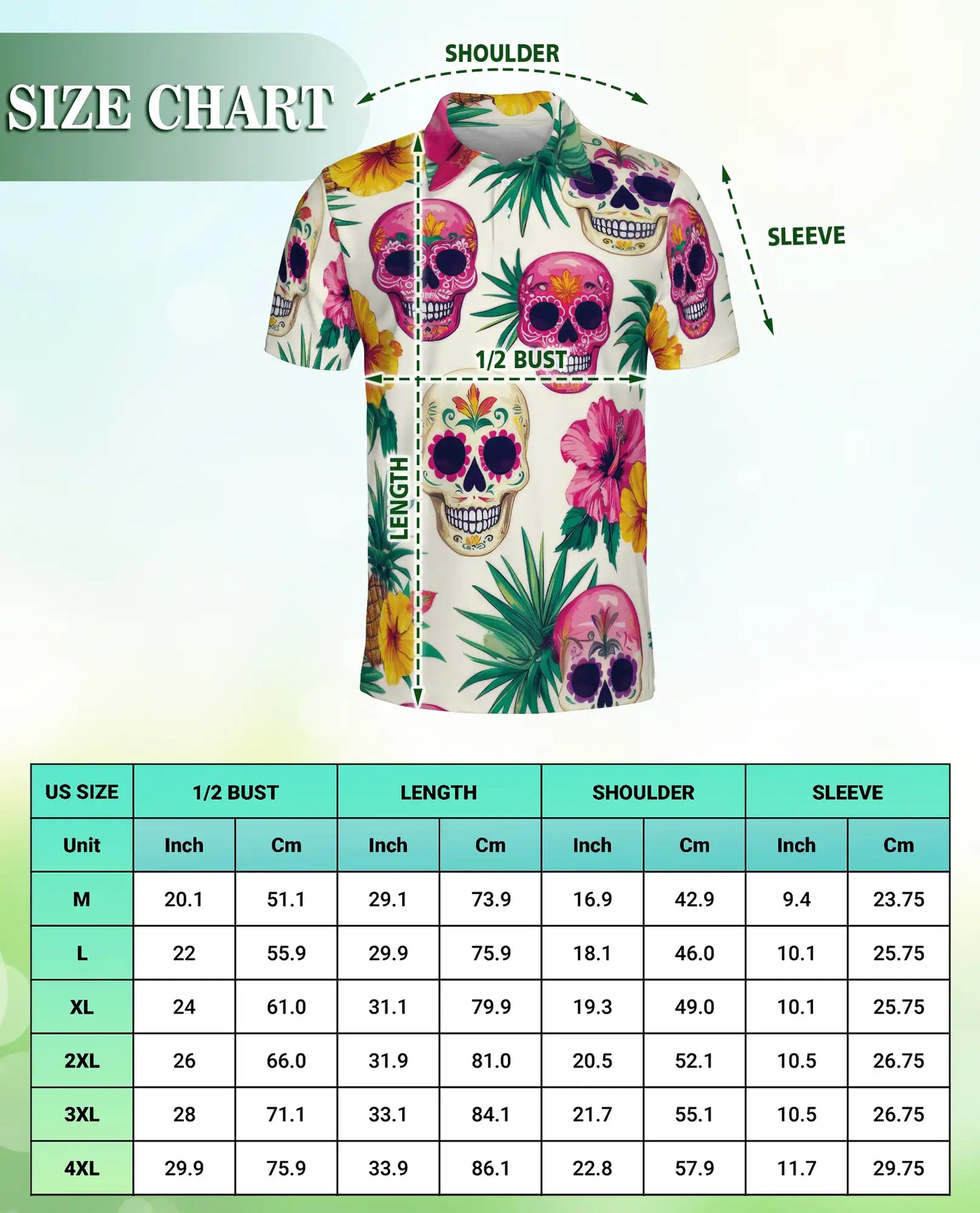 Sugar Skull Polo Shirt – Tropical Floral Print | Netecom