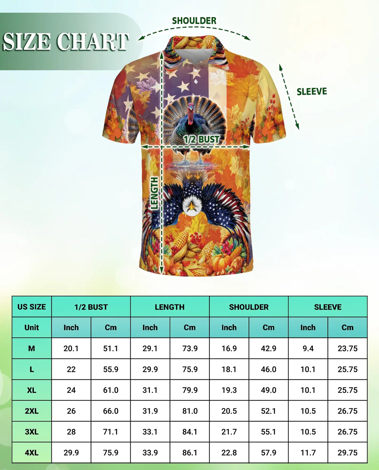 Patriotic Thanksgiving Turkey Polo Shirt for Men | Netecom