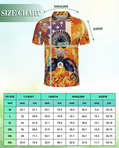 Patriotic Thanksgiving Turkey Polo Shirt for Men | Netecom
