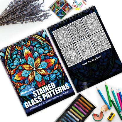 Stained Glass Patterns Spiral Bound Coloring Book, Beautiful Stained Glass Patterns for an Artistic Experience, Great for Those Seeking a Unique Creative Outlet