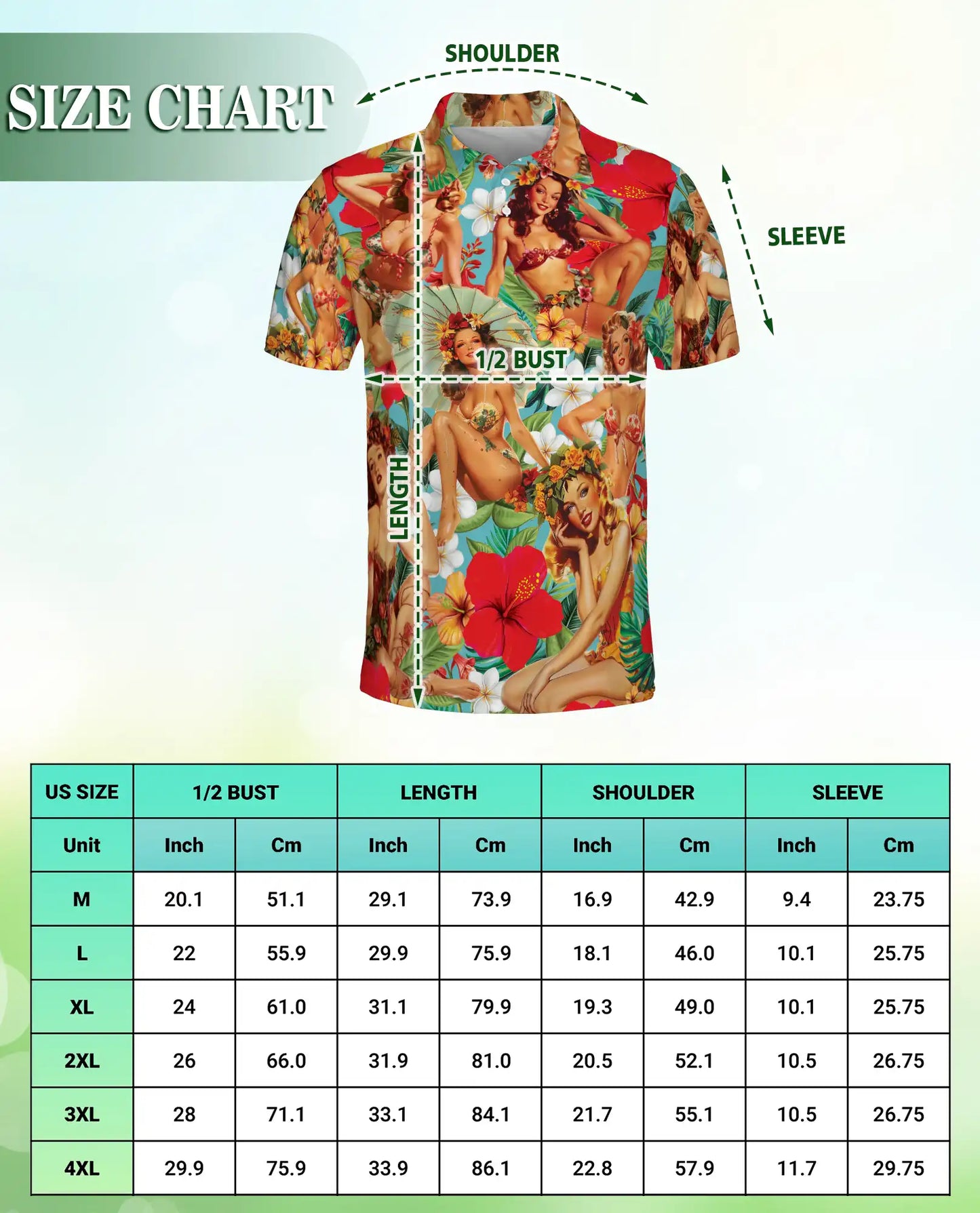 Tropical Pin Up Polo Shirt - Vintage Hawaiian Beauty Style | Netecom
