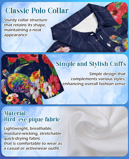Colorful Sea Turtle Tropical Polo Shirt for Men – Ocean Reef Print | Netecom