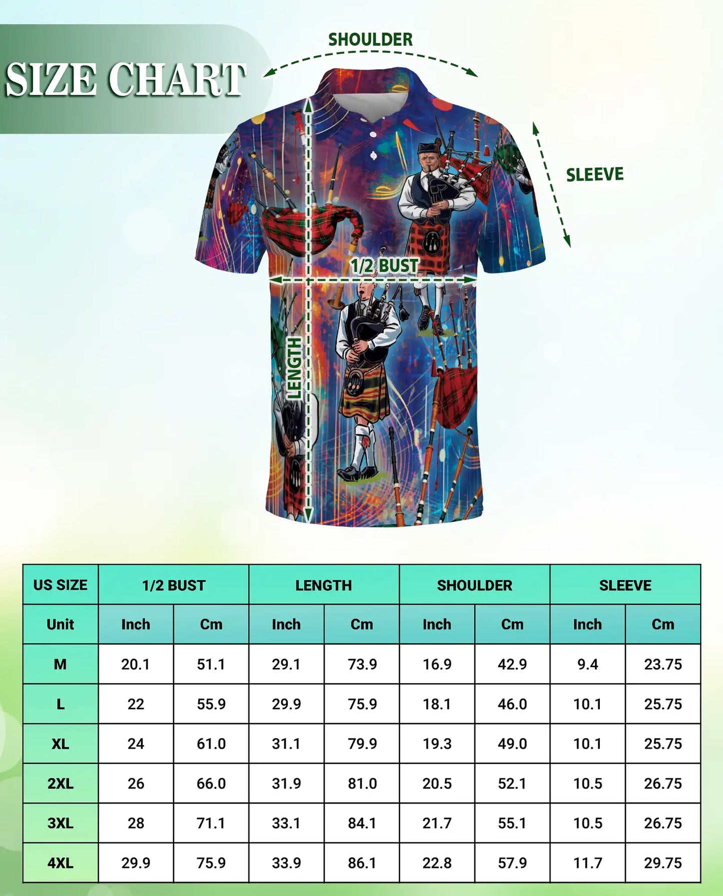 Scottish Bagpipe Musician 3D Polo Shirt for Men – Celtic Highland Style | Netecom