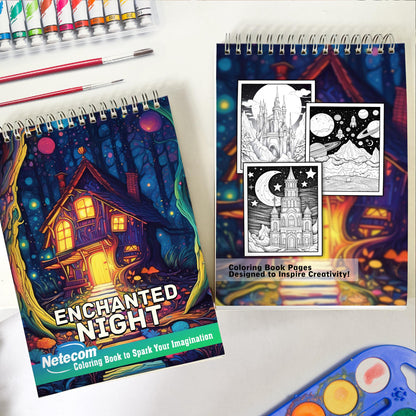 Enchanted Night Spiral Bound Coloring Book, Delve into 30 Mysterious Coloring Pages, Revealing the Secrets of the Enchanted Night in Intricate Details