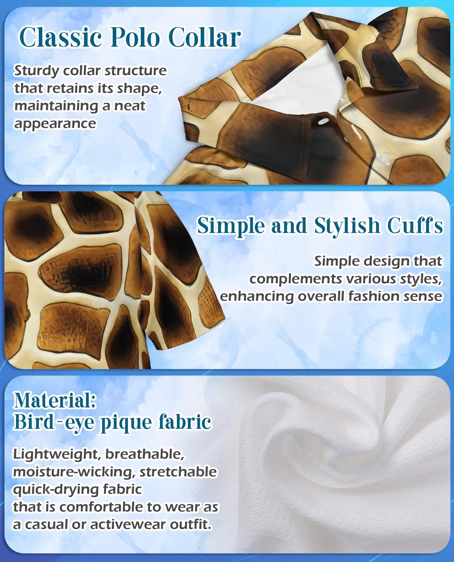 Giraffe Print Polo Shirt-Safari Animal Pattern Design | Netecom