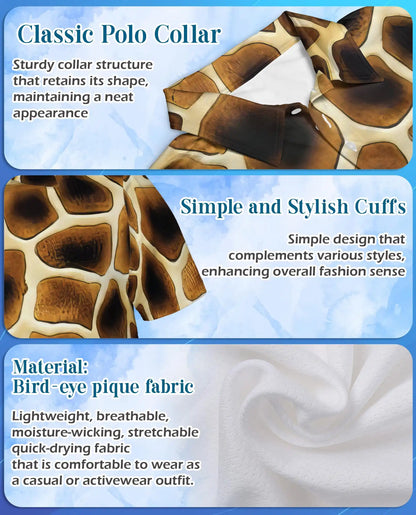Giraffe Print Polo Shirt-Safari Animal Pattern Design | Netecom