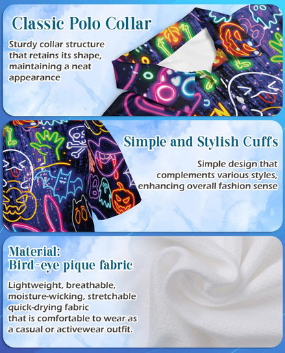 Halloween Neon Polo Shirt for Men – Glow in the Dark Party Style | Netecom