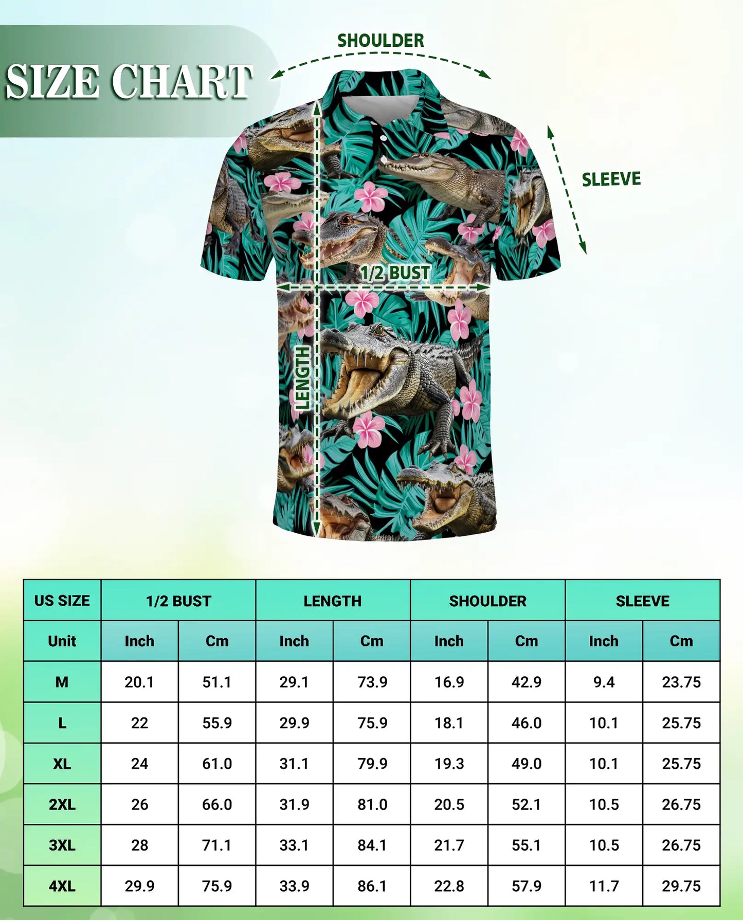 Alligator Tropical Hawaiian Polo Shirt for Men | Netecom