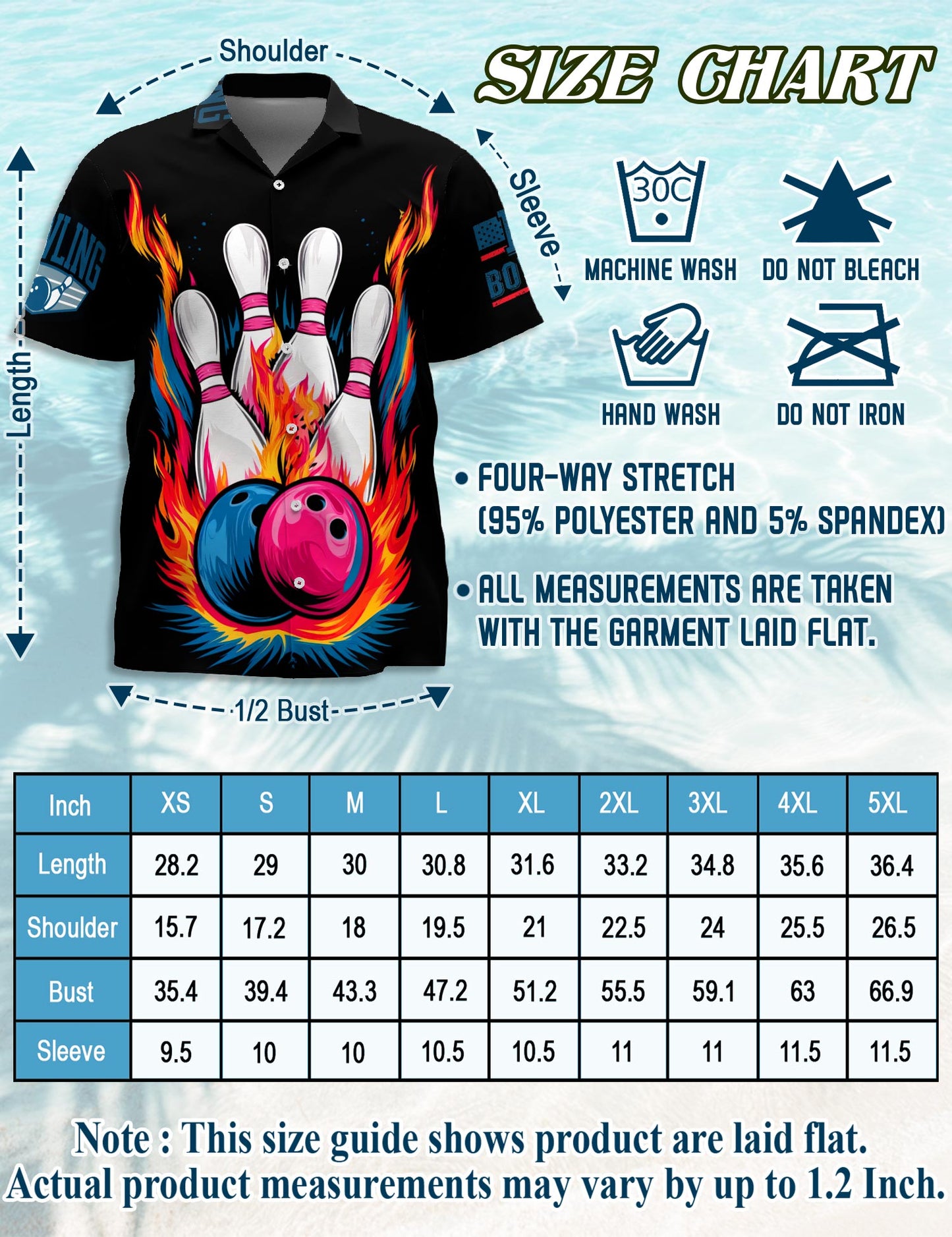 Netecom Bowling American Flag Hawaiian Shirt for Men, Patriotic Bowling Button Down Summer Beach Short Sleeve