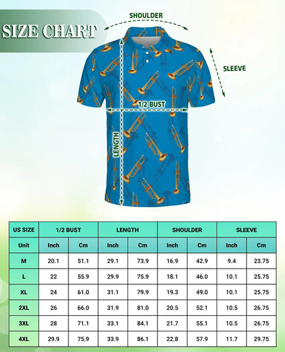 Trumpet Music Hawaiian 3D Polo Shirt for Men | Netecom
