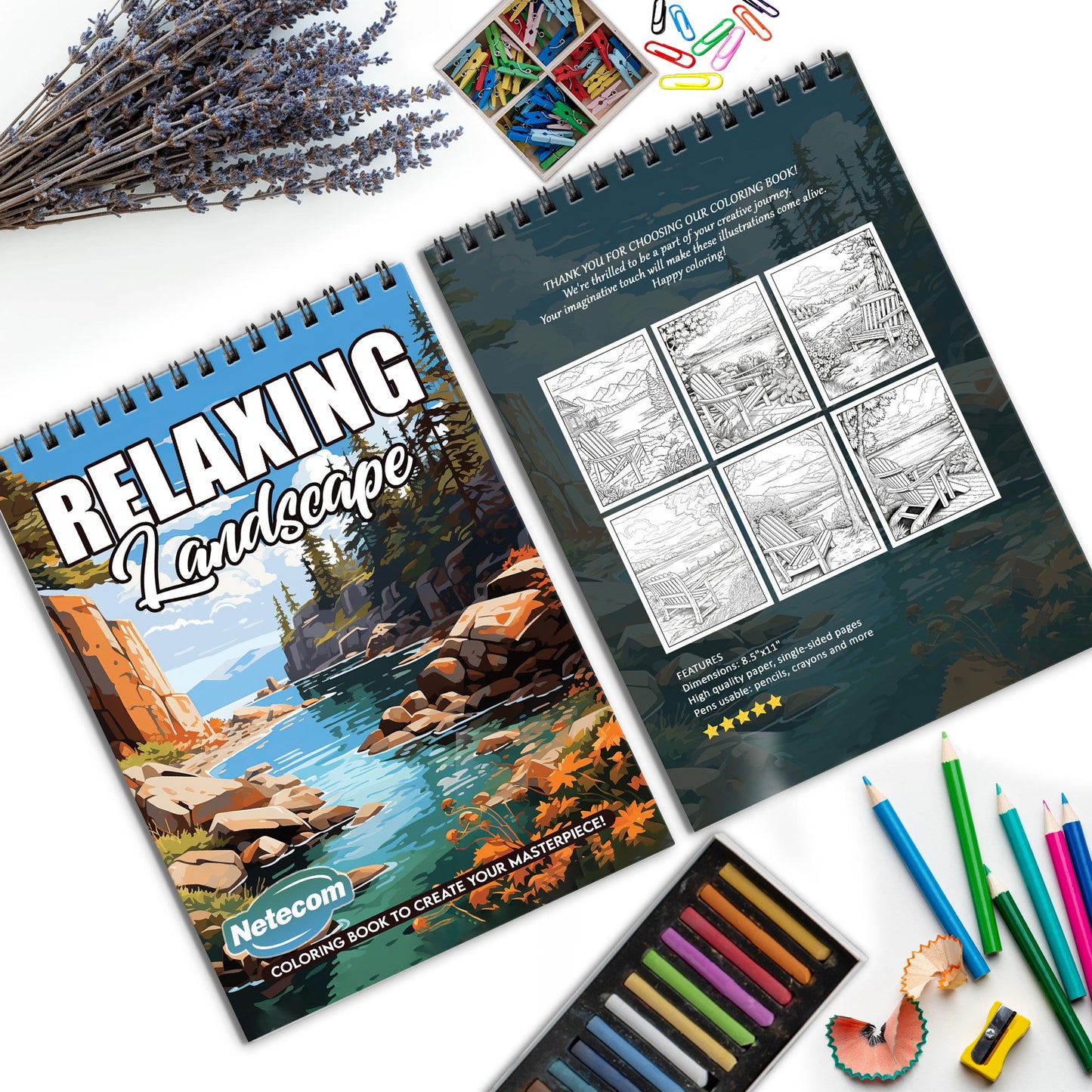 Relaxing Landscape Spiral Bound Coloring Book, Tranquil Landscapes for a Serene and Peaceful Coloring Experience, Great for Nature Lovers and Dreamers