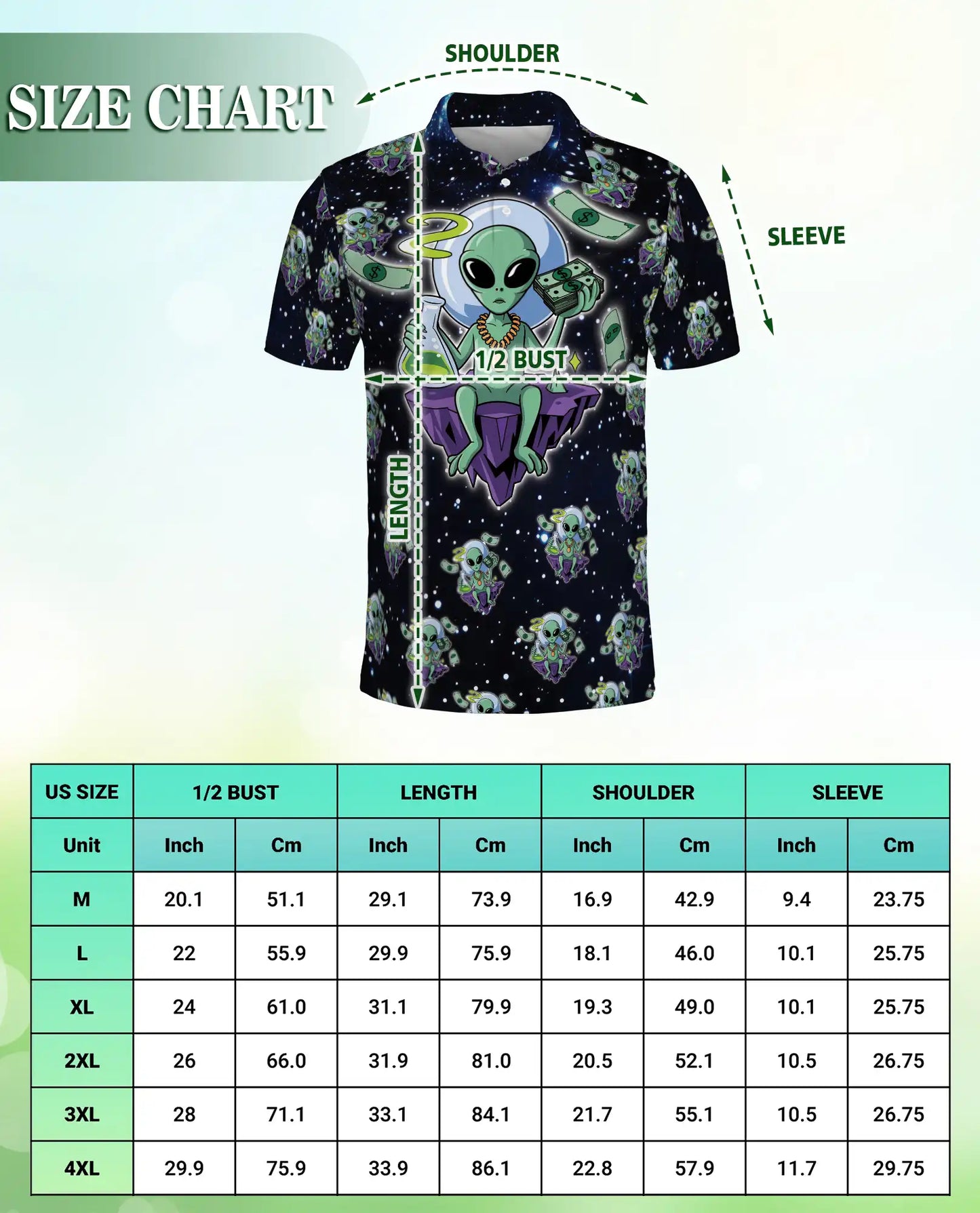 Funny Alien 3D Polo Shirt for Men – Space Cartoon Sci-Fi Style | Netecom