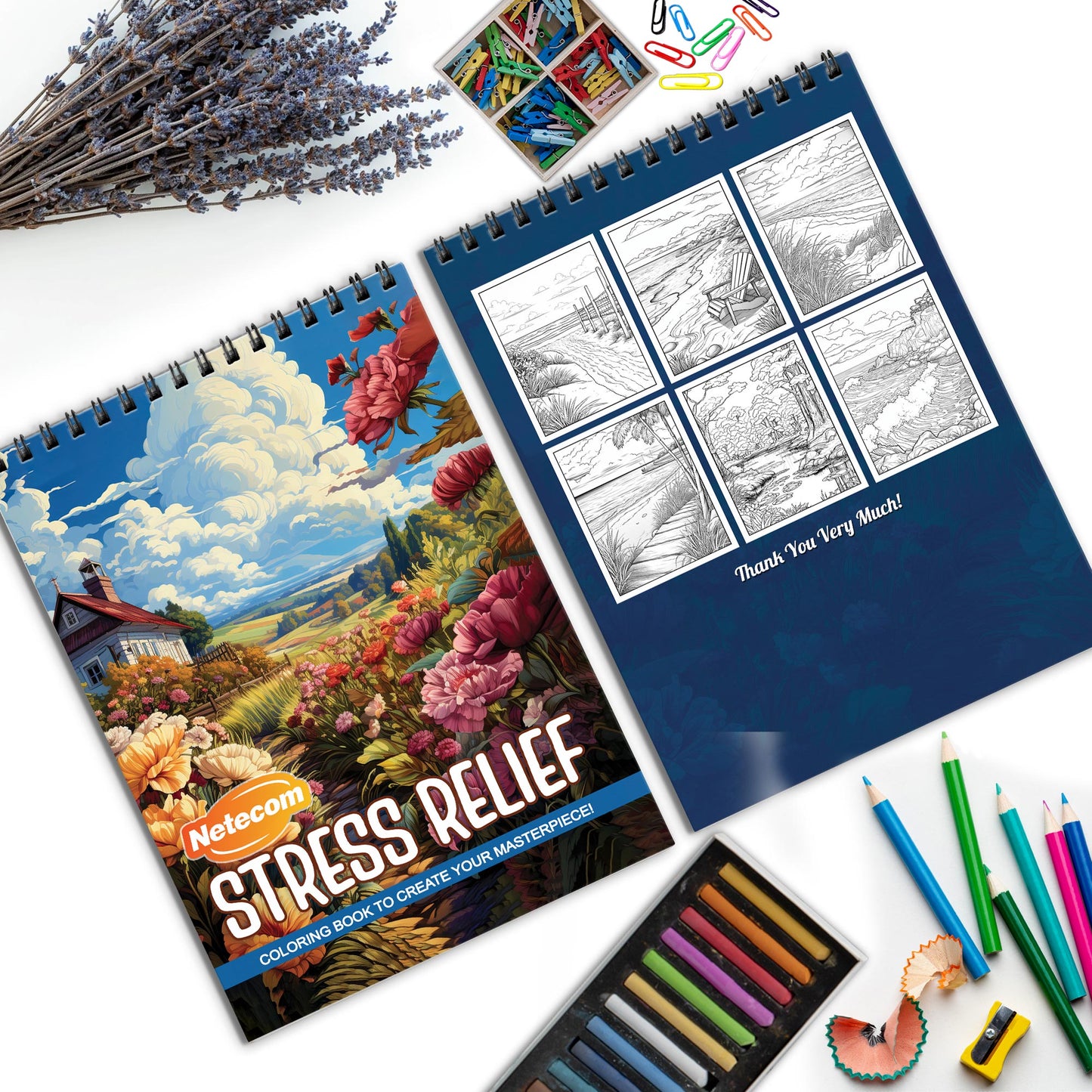 Stress Relief Spiral Bound Coloring Book, Soothing Designs for Calming the Mind, Ideal for Adults Seeking Stress Relief and Mindful Relaxation