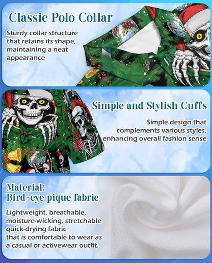 Skeleton Christmas Polo Shirt – Funny Holiday Skull Print | Netecom