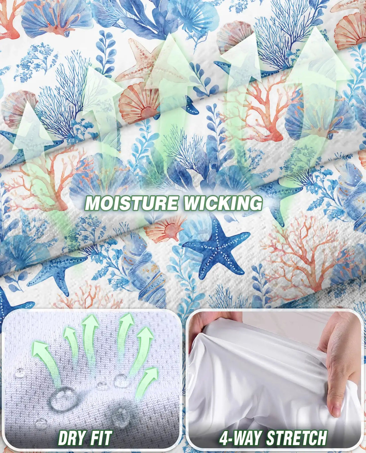 Starfish And Coral Sleeveless Polo Shirt for Women – Ocean Tropical Style | Netecom