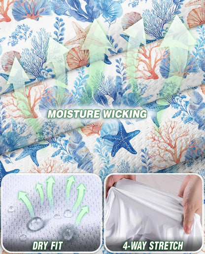 Starfish And Coral Sleeveless Polo Shirt for Women – Ocean Tropical Style | Netecom